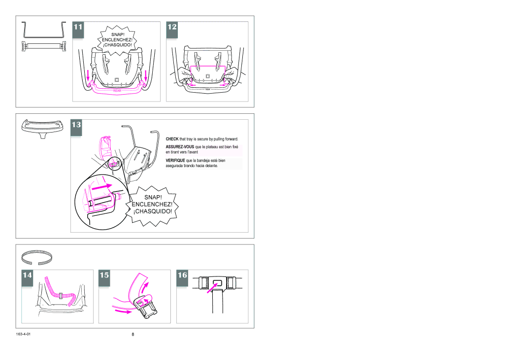 Graco 1434, 1468, 1428, 1424, 1464, DM17CS owner manual Snap Enclenchez ¡CHASQUIDO 