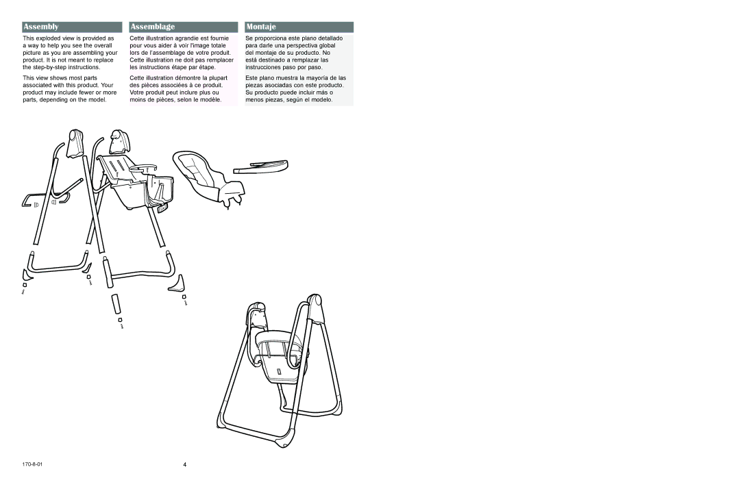 Graco 1480 owner manual Assembly, Assemblage, Montaje 