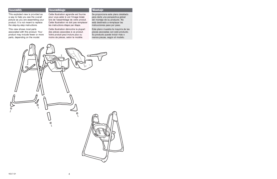 Graco 1485, 1495, 1465, 1490 owner manual Assembly, Assemblage, Montaje 