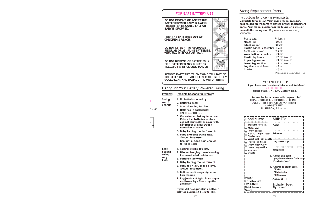 Graco 1501 manual Starting the Swing, Indicator Light 