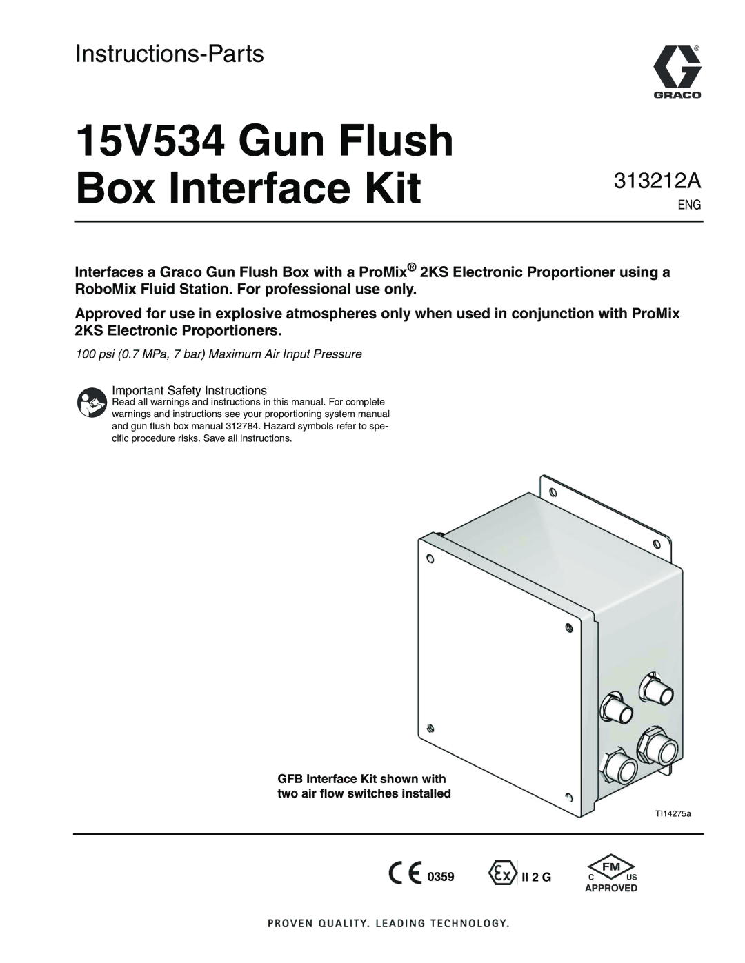 Graco important safety instructions 15V534 Gun Flush Box Interface Kit 