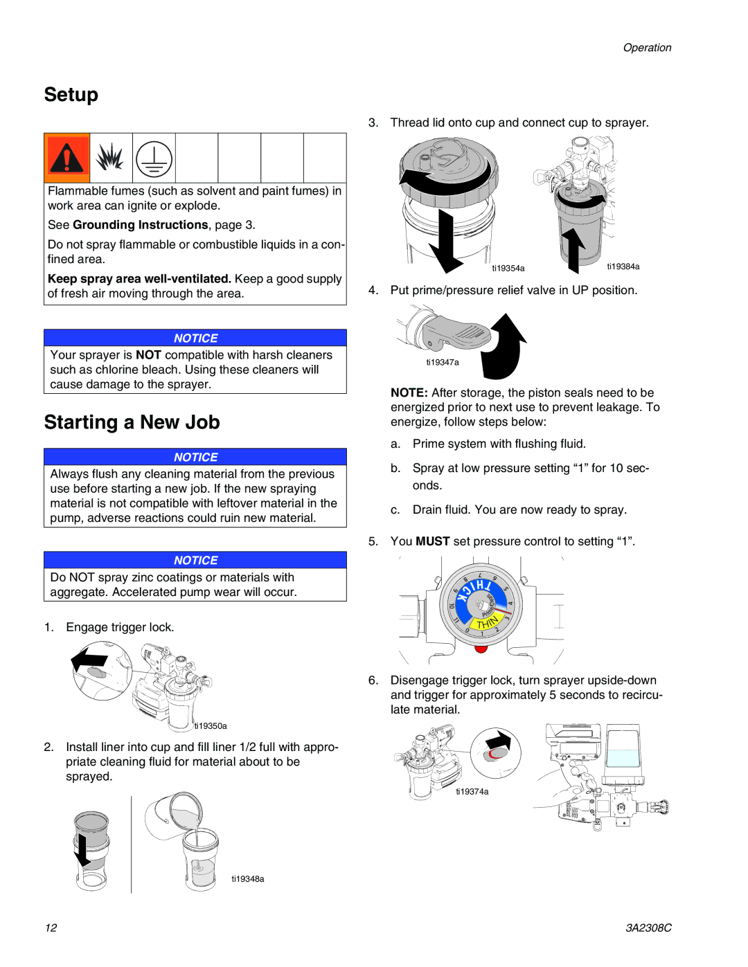 Graco 16N927, 16H960, 16N655, 16N654, 16N656 Setup, Starting a New Job, See Grounding Instructions 