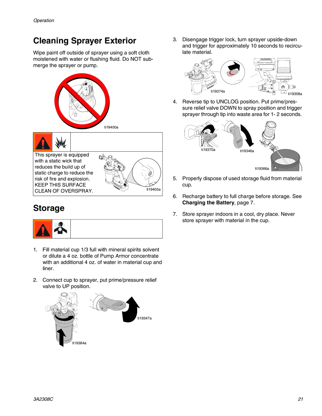 Graco 16N655, 16H960, 16N927, 16N654, 16N656 important safety instructions Cleaning Sprayer Exterior, Storage 