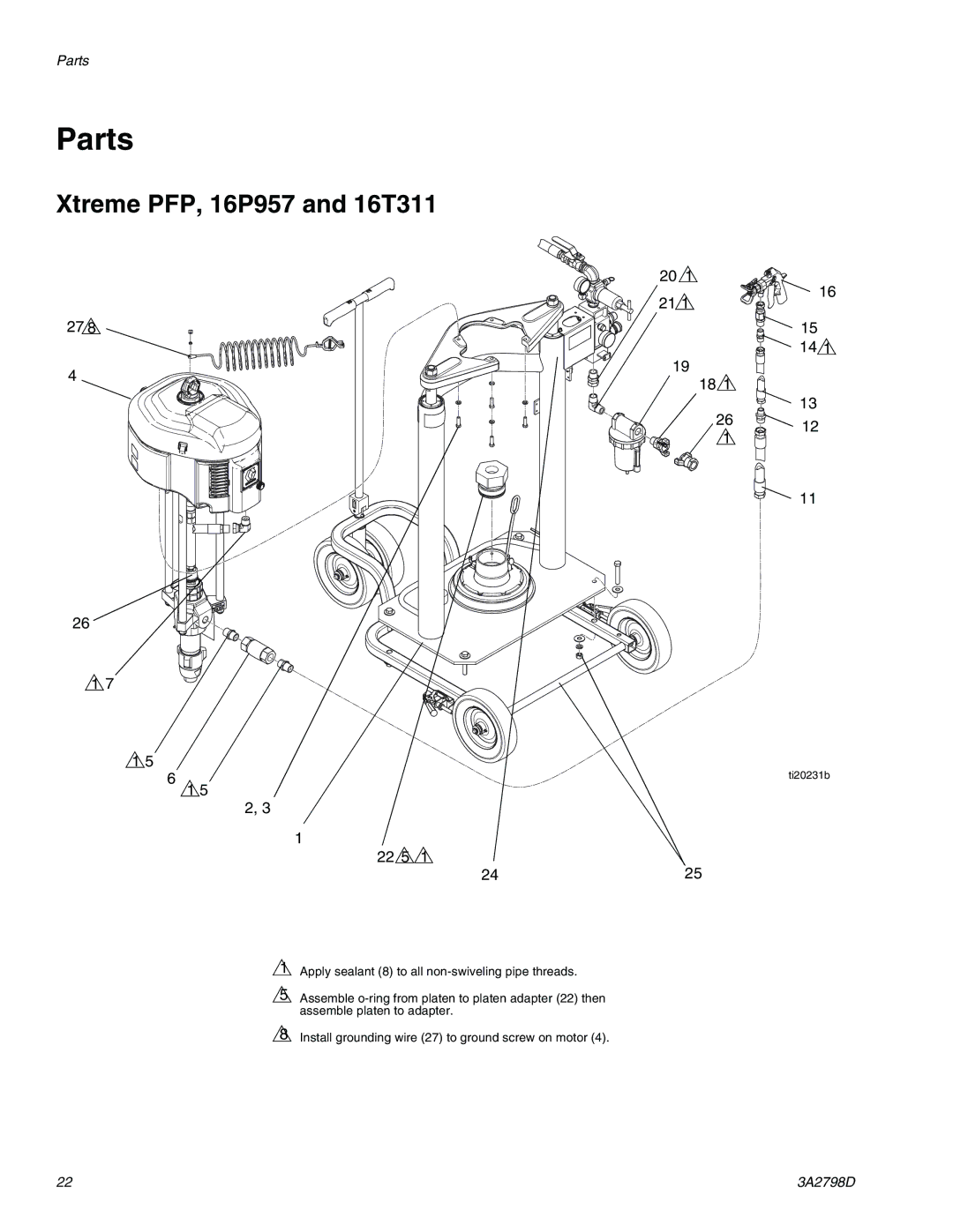 Graco important safety instructions Parts, Xtreme PFP, 16P957 and 16T311, 22 5 