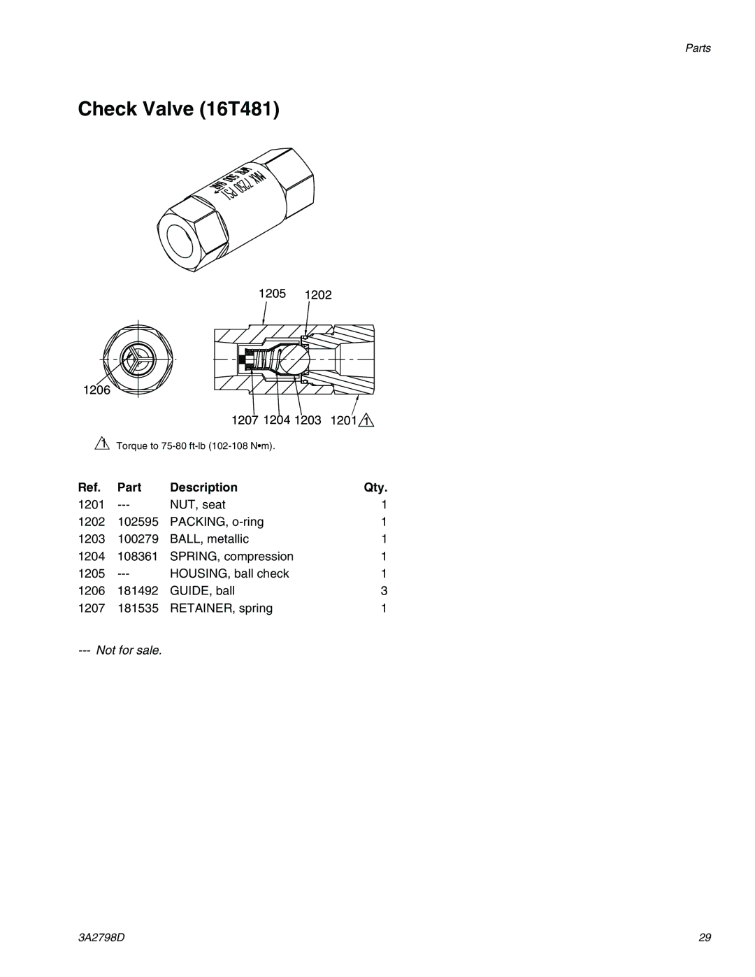 Graco 16T311, 16P957 important safety instructions Check Valve 16T481, 1205 1206 1207 1204 1201 