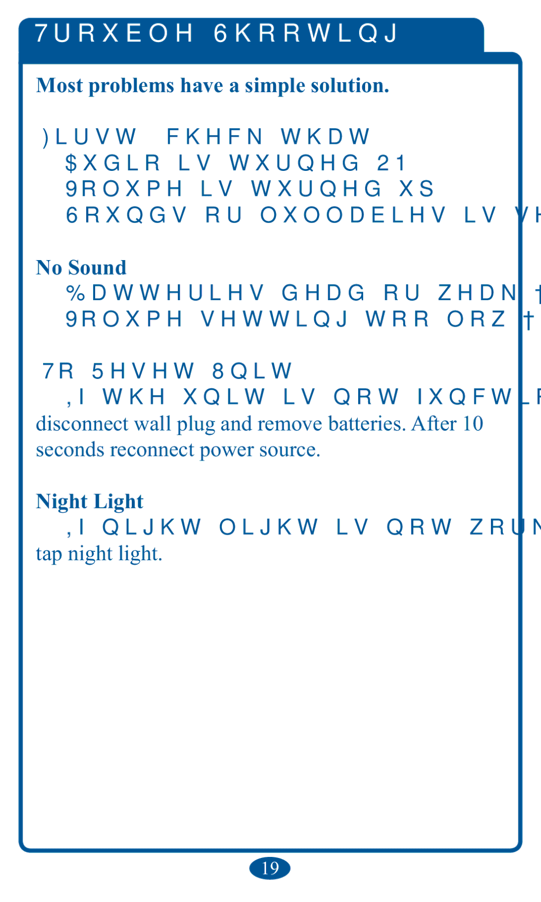 Graco PD102853B, 1751642 owner manual 7URXEOH6KRRWLQJ, Tap night light 