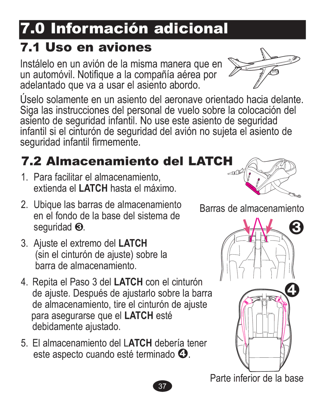 Graco 1750026, 1756483, 1760818, 1757816 owner manual Información adicional, Uso en aviones 