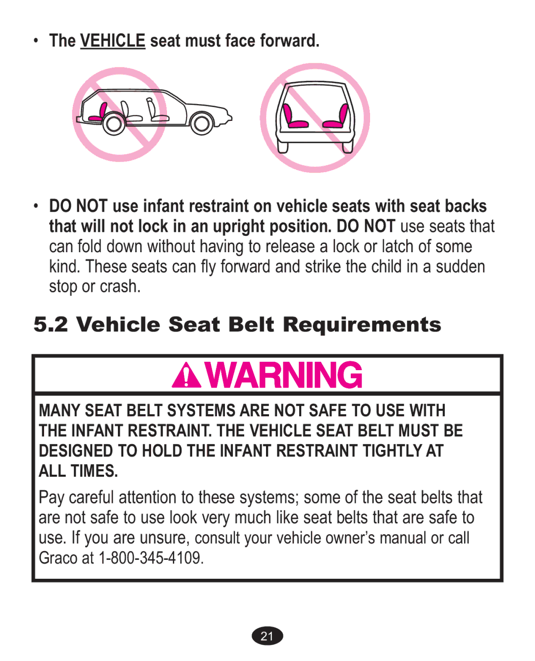 Graco 1750026, 1756483, 1760818, 1757816 owner manual Vehicle Seat Belt Requirements 