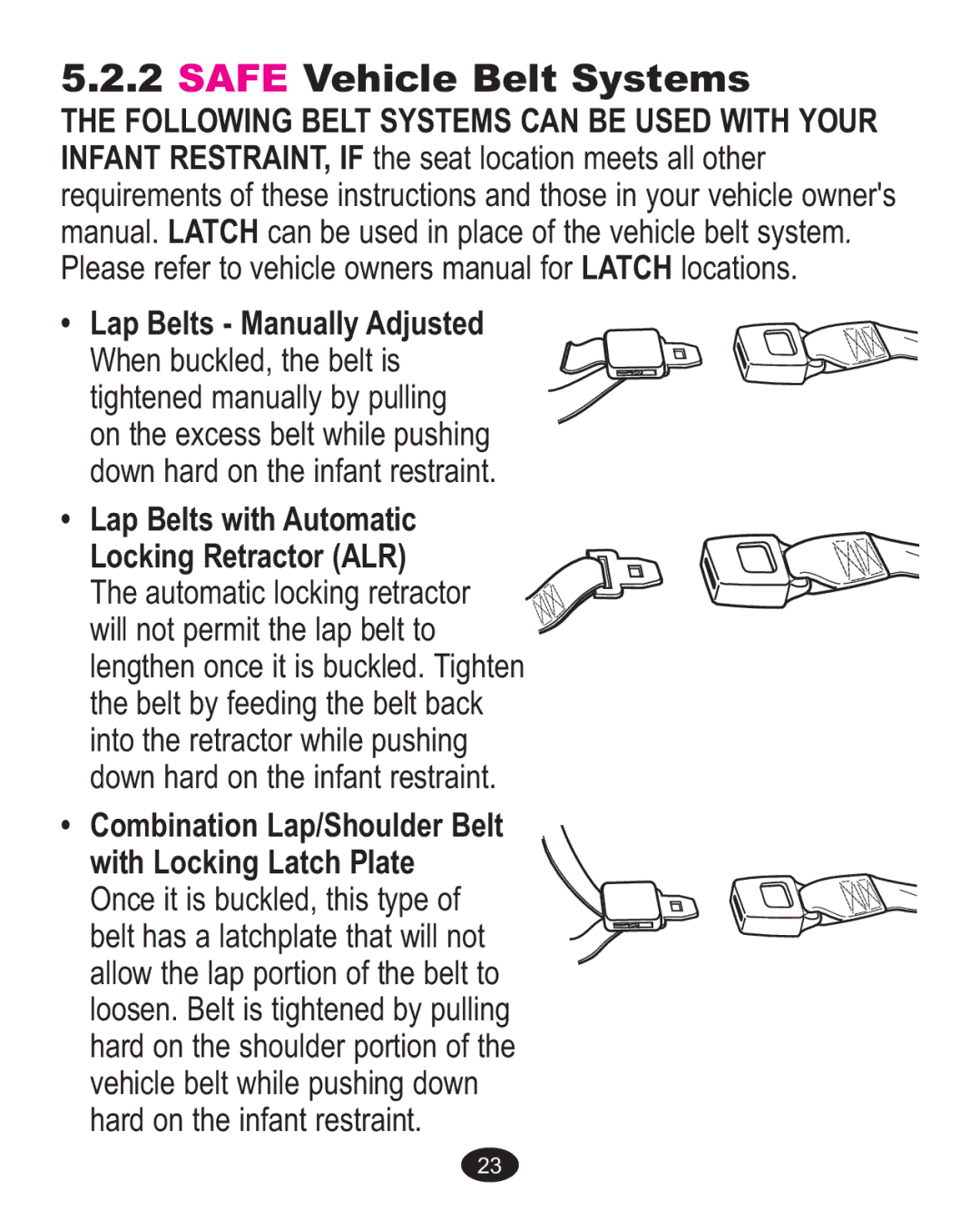 Graco 1757816, 1756483, 1750026, 1760818 Safe Vehicle Belt Systems, Combination Lap/Shoulder Belt with Locking Latch Plate 