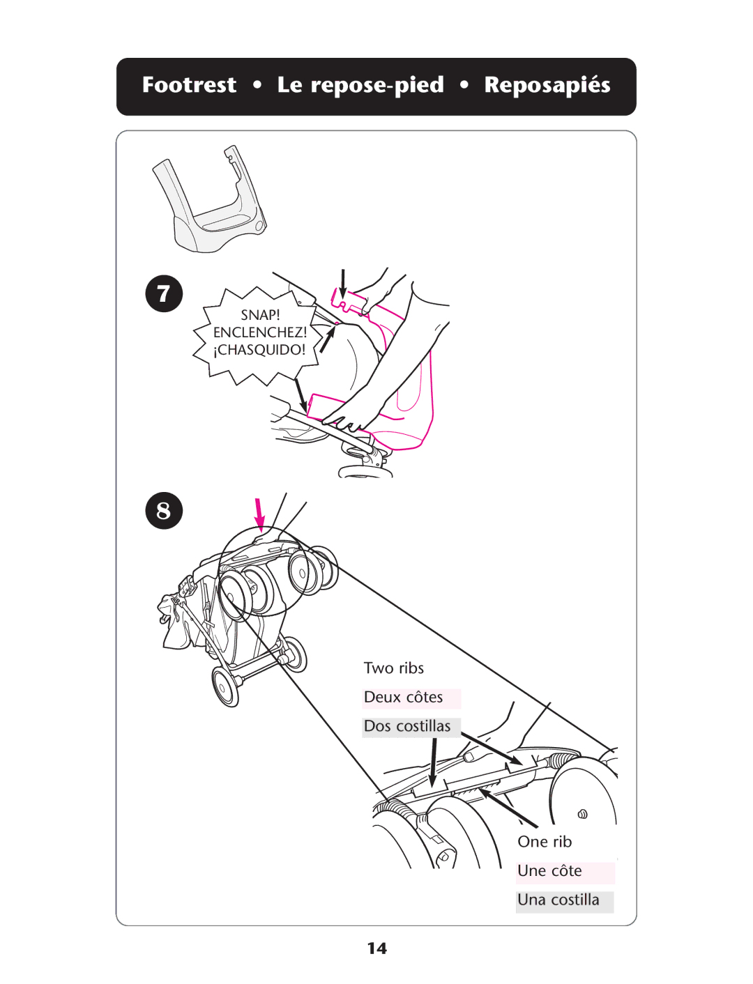 Graco 1757978, 1755545 owner manual Footrest Le repose-pied Reposapiés 