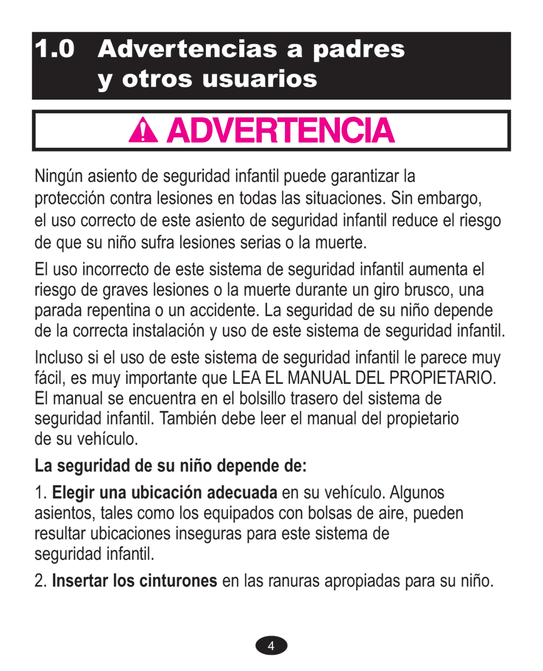 Graco 1757978, 1755545 owner manual Advertencias a padres y otros usuarios 