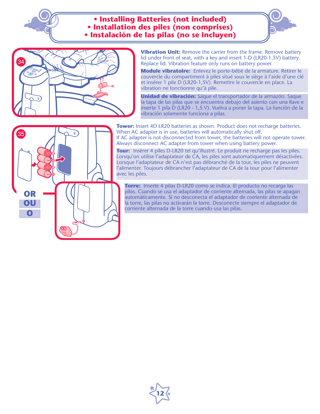 Graco 1759162, PD116616A Vibrationane FONCTIONNEEQUÌ PILE, 2EPLACELLID 6IBRATION Feature Onlyeruns ONRBATTERYYPOWER 