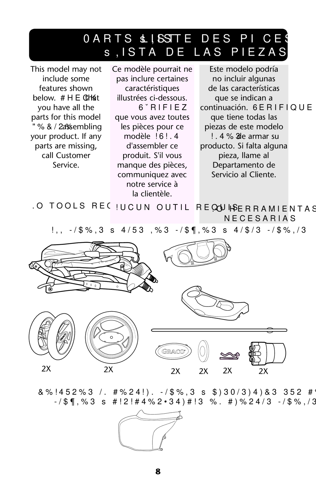 Graco 1762856 owner manual Parts list Liste des pièces Lista de las piezas, Vérifiez 