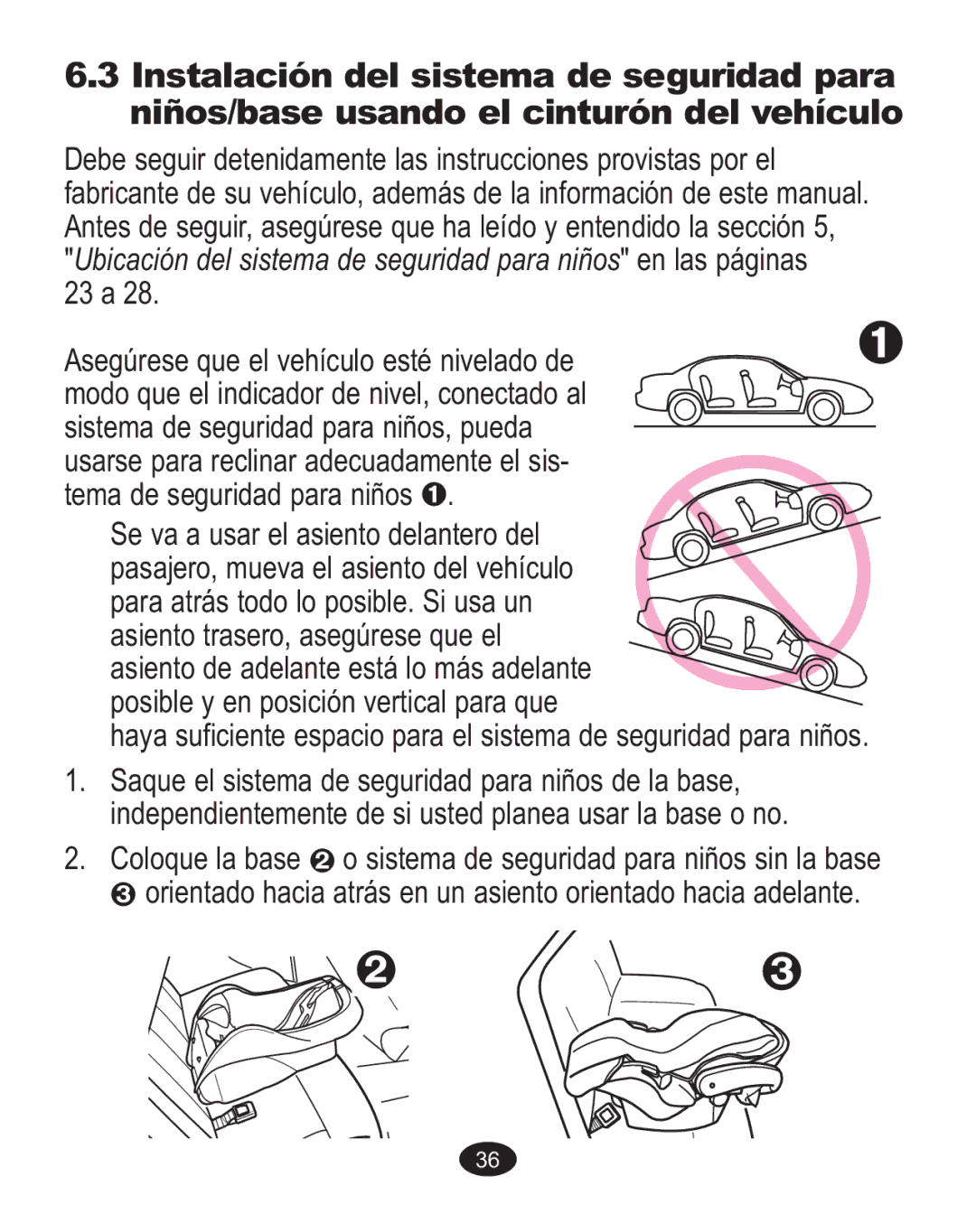 Graco 1763001 manual Instalacióndel sistemade seguridad para, Niños/baseusando el cinturón del vehículo 