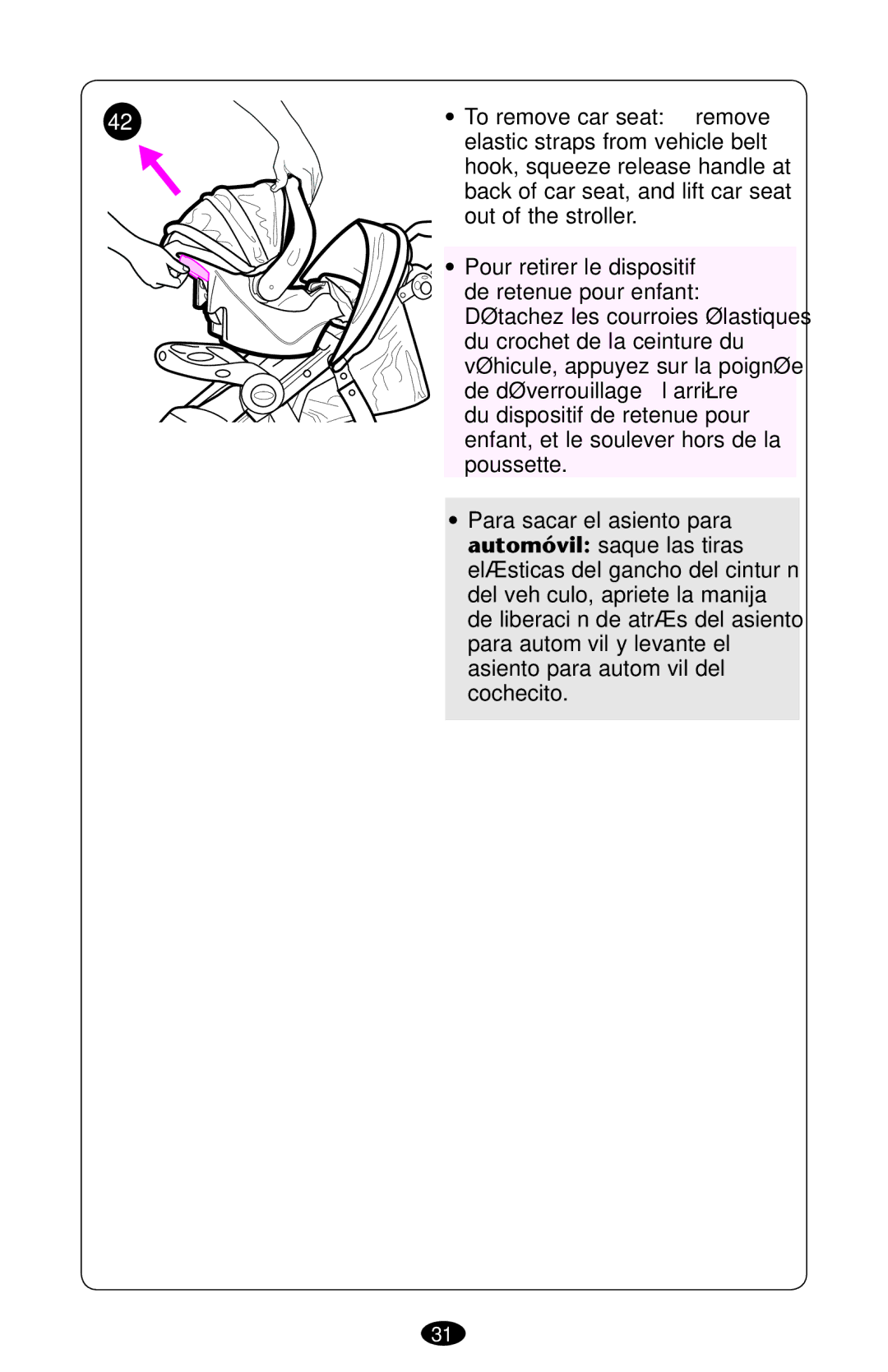 Graco 1763001 manual SsTo remove car seat remove 
