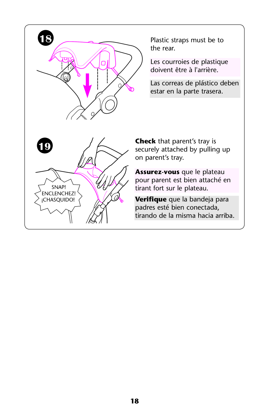 Graco 1761213, 1763281, 1761221, PD117207A owner manual Snap Enclenchez ¡CHASQUIDO 