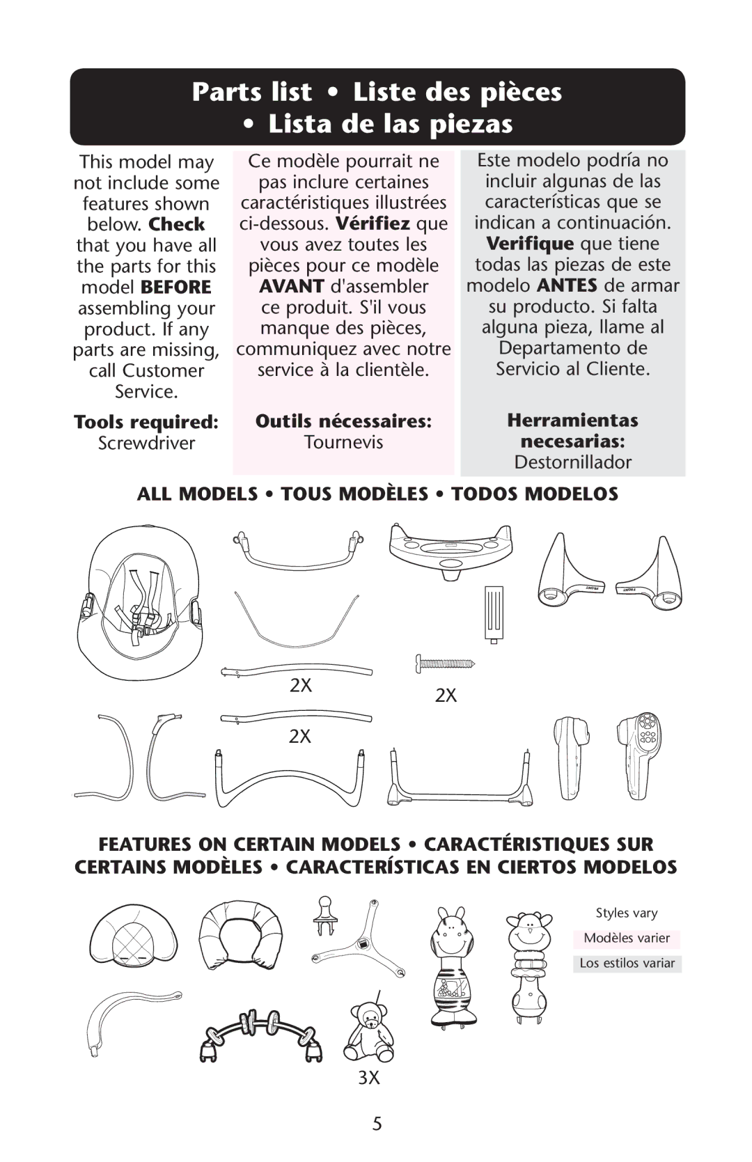 Graco 1763863 0ARTSRLIST ss ,ISTESDESEPIÒCES Ss ,ISTASDE Lasapiezas, Tools required Outils nécessaires Herramientas 