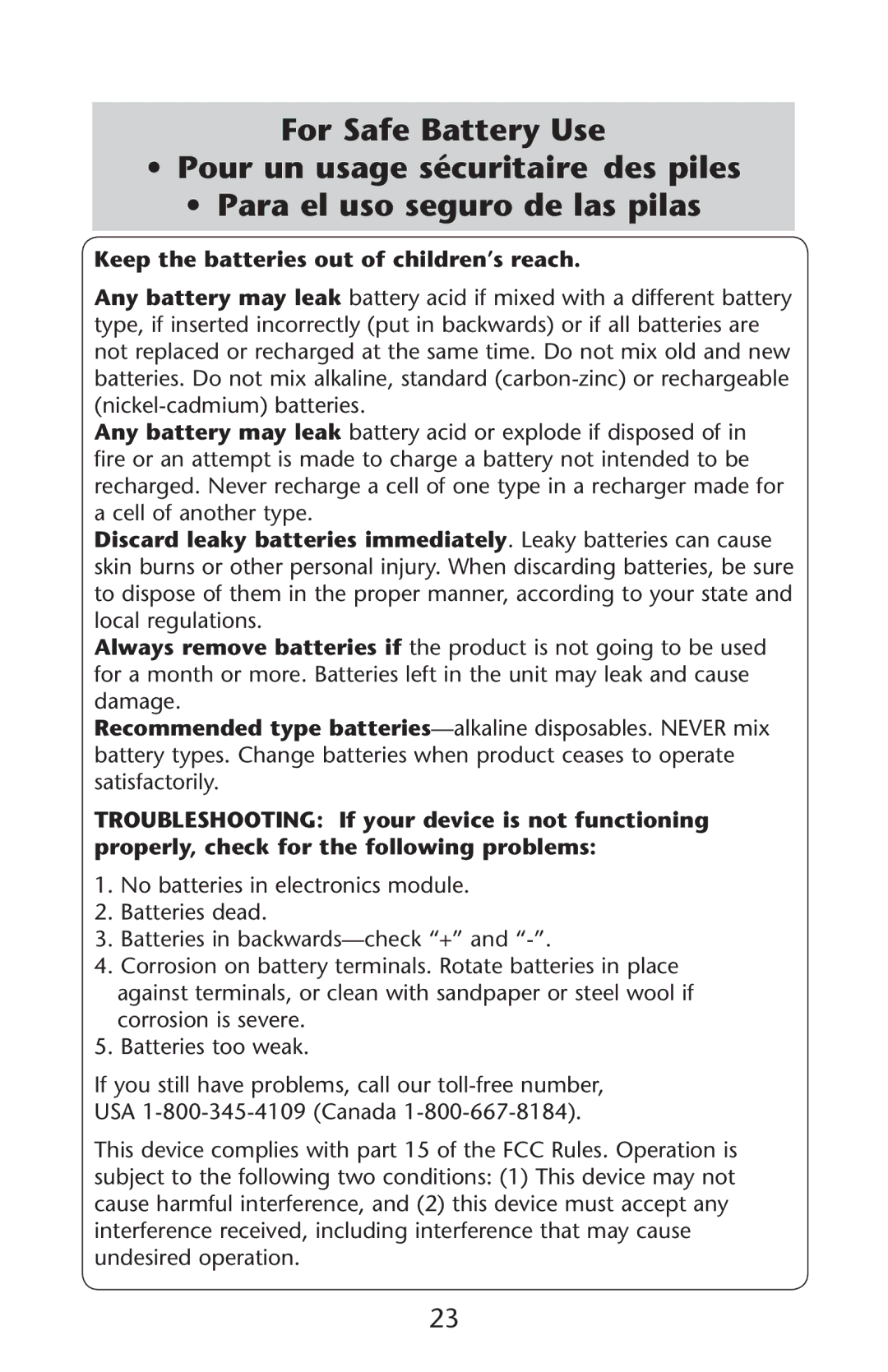 Graco ISPP119AC, 1765494 owner manual Keep the batteries out of children’s reach,  Atteriesein Backwards CHECKDhvANDNhv 