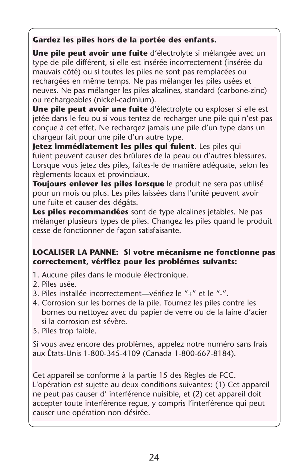 Graco 1765494 Gardez les piles hors de la portée des enfants, Jetez immédiatement les piles qui fuient,ESEPILESLQUIU 