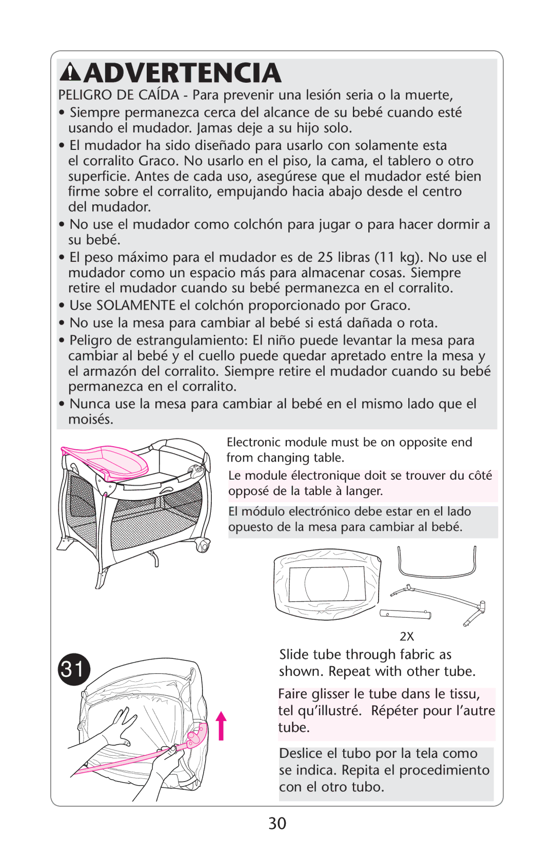 Graco 1765494, ISPP119AC owner manual Usando EL MUDADOR*AMASMDEJE Aasu Hijo SOLO, 3LIDEITUBE Throughofabric AS 