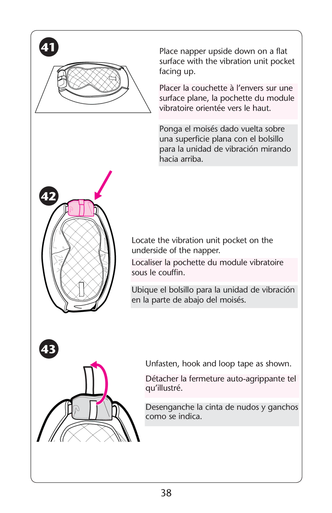 Graco 1765494, ISPP119AC owner manual Ocaliserlla Pochette DU Module Vibratoire Sous LE COUFFIN 