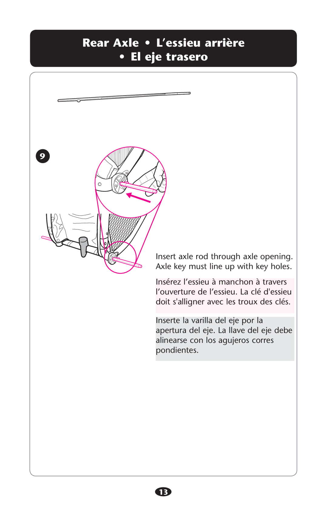 Graco 1776435, 1774832 owner manual Rear Axle L’essieu arrière El eje trasero 