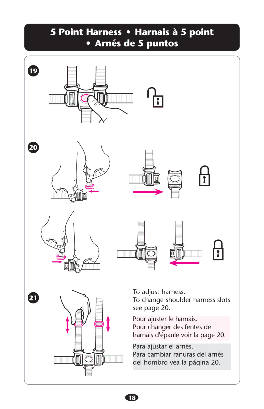 Graco 1774832, 1776435 owner manual Point Harness Harnais à 5 point Arnés de 5 puntos 