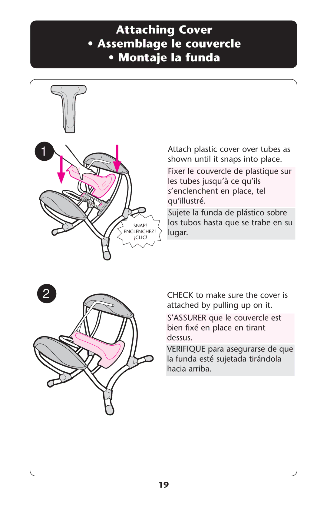 Graco 1857155 owner manual Fixer le couvercle de plastique sur, QuIllustrï 