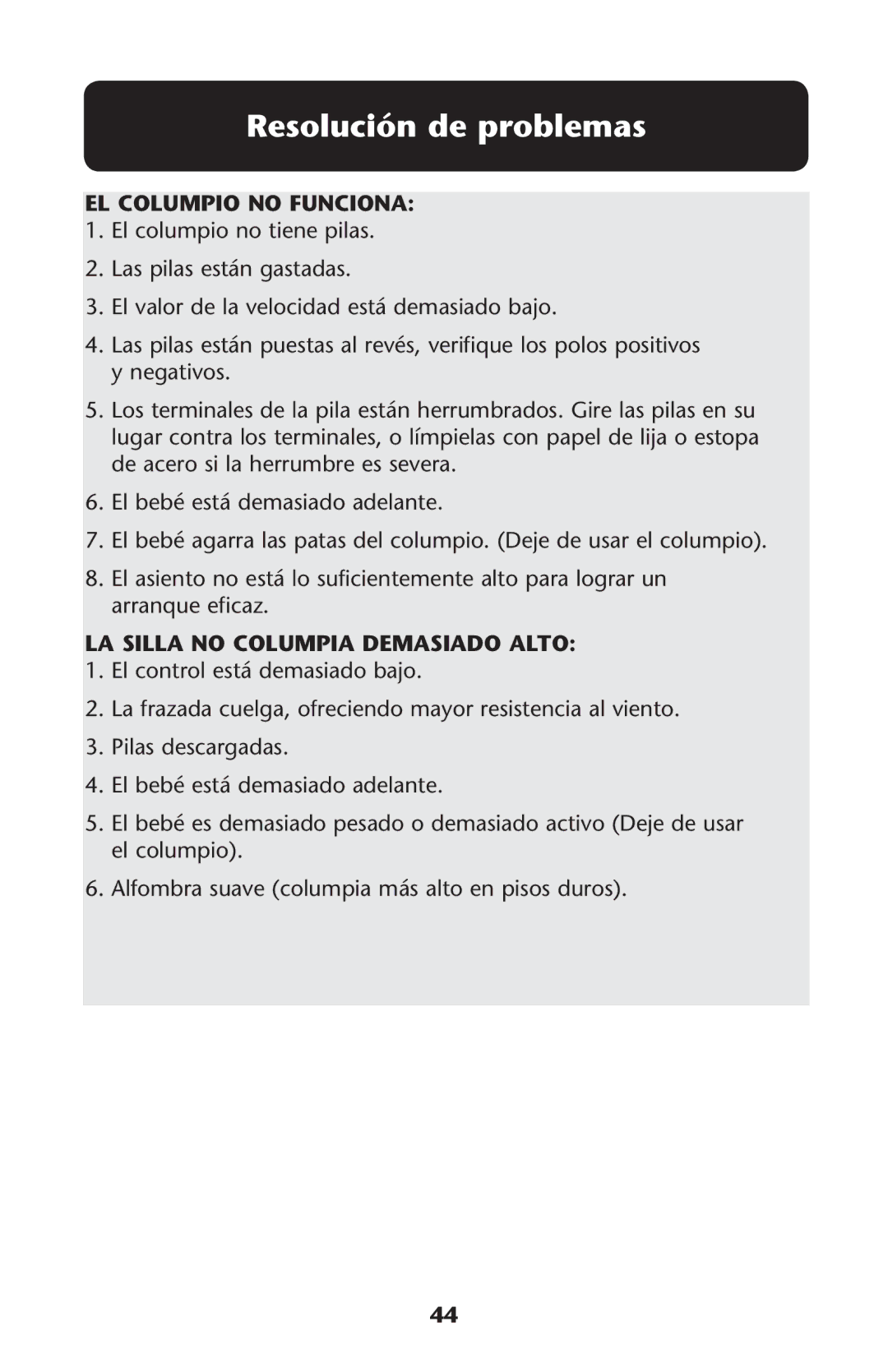 Graco 1857155 owner manual El columpio no tiene pilas,  %L Bebï Esté DEMASIADOSADELANTE 