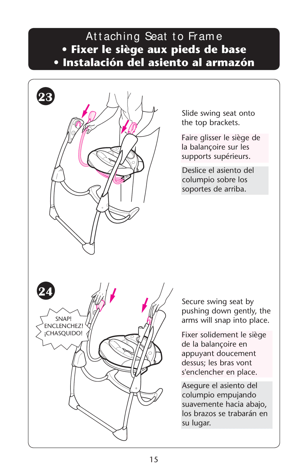 Graco 1C06WYN owner manual Enclenchez ¡CHASQUIDO 