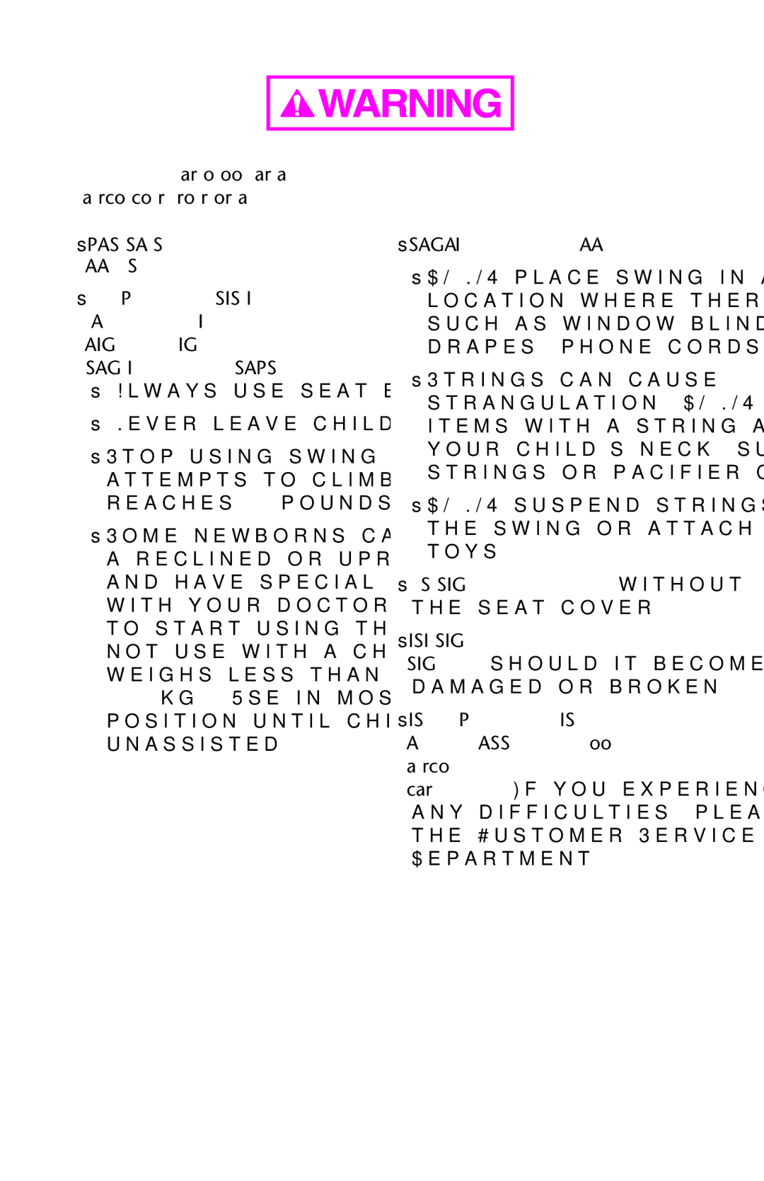 Graco 1C06WYN owner manual Strangulation Hazard 