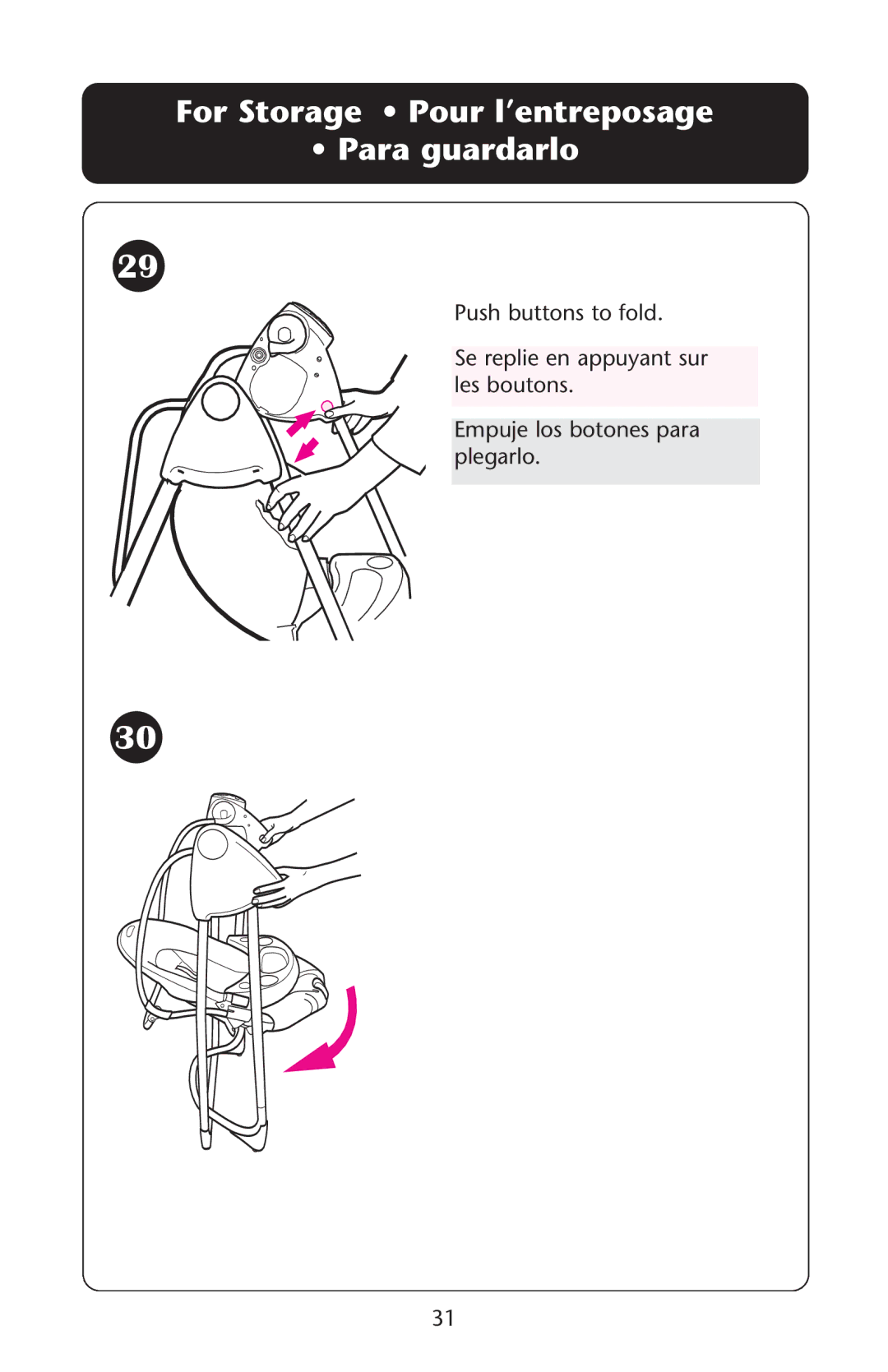 Graco 1D02JON owner manual For Storage Pour l’entreposage Para guardarlo 