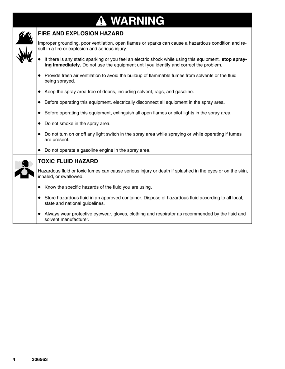 Graco 204501, 204500, 203831 important safety instructions Fire and Explosion Hazard, Toxic Fluid Hazard 