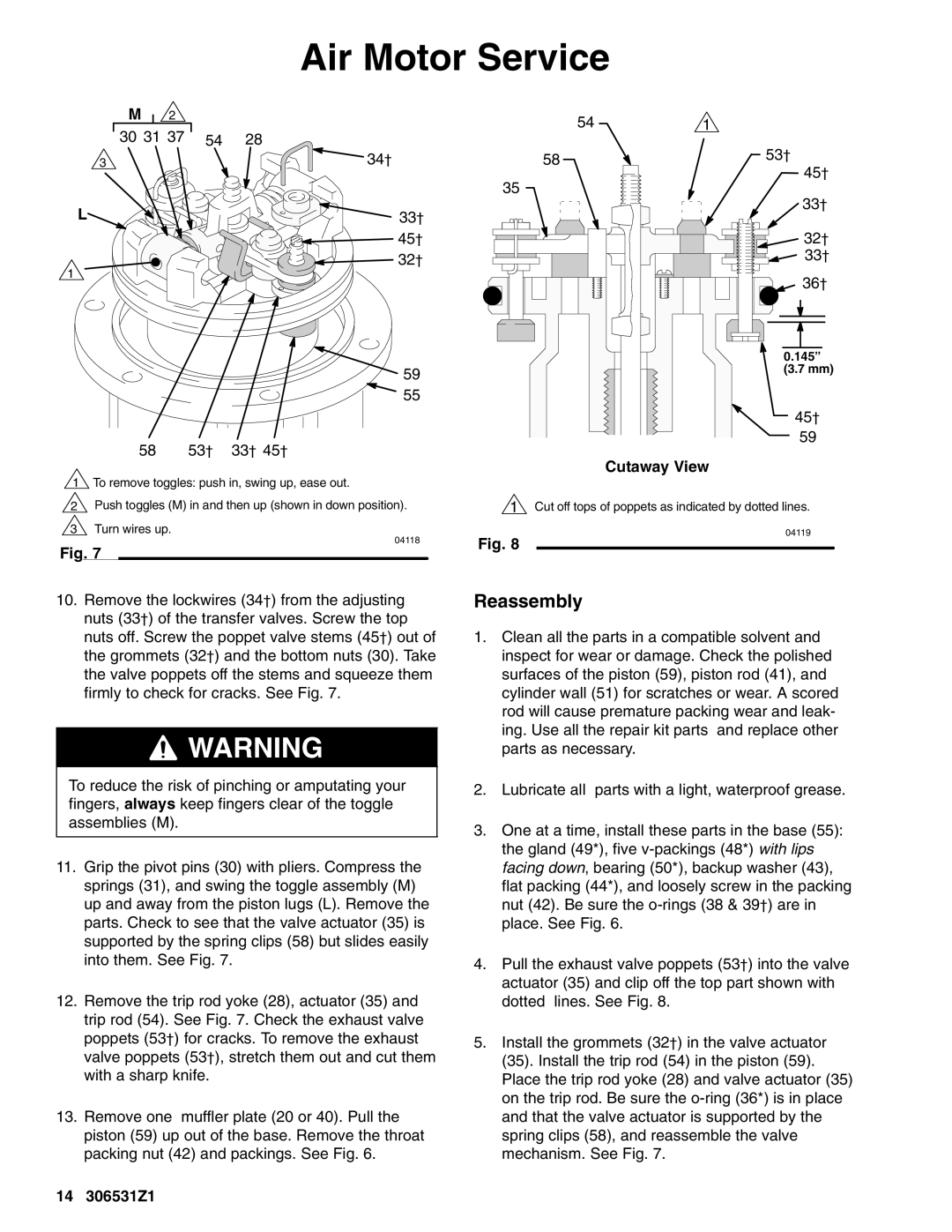 Graco 206700, 206699, 206405 important safety instructions Reassembly, 30 31 34 † 33 † 45 † 32 † 58 53† 33† 45† 