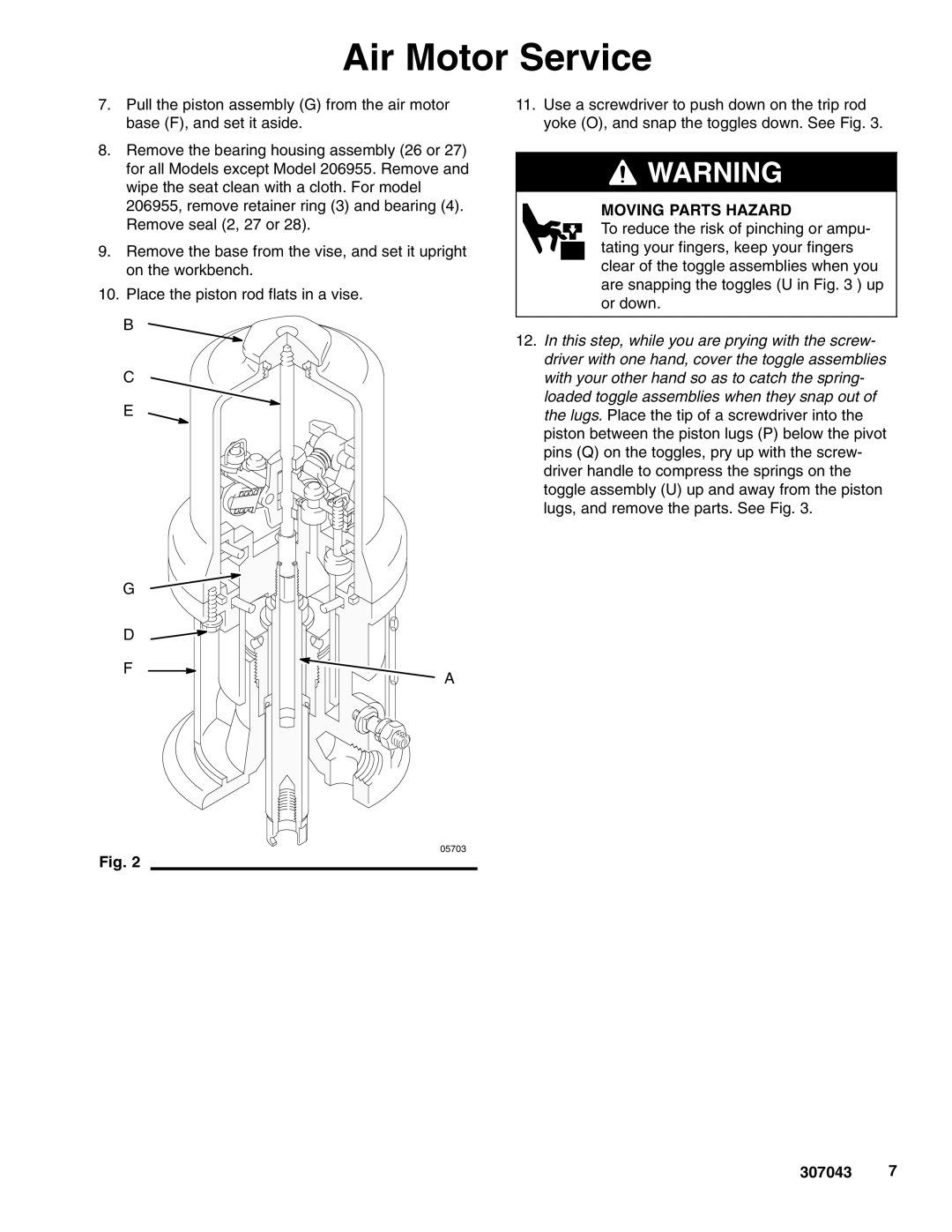 Graco 215363, 222791, 207546, 206955 205997 important safety instructions Moving Parts Hazard 