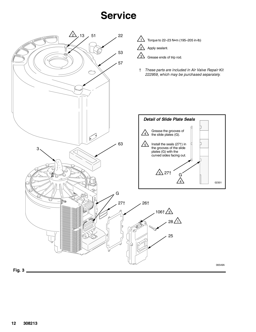 Graco 222800 Series C important safety instructions Detail of Slide Plate Seals, 106 