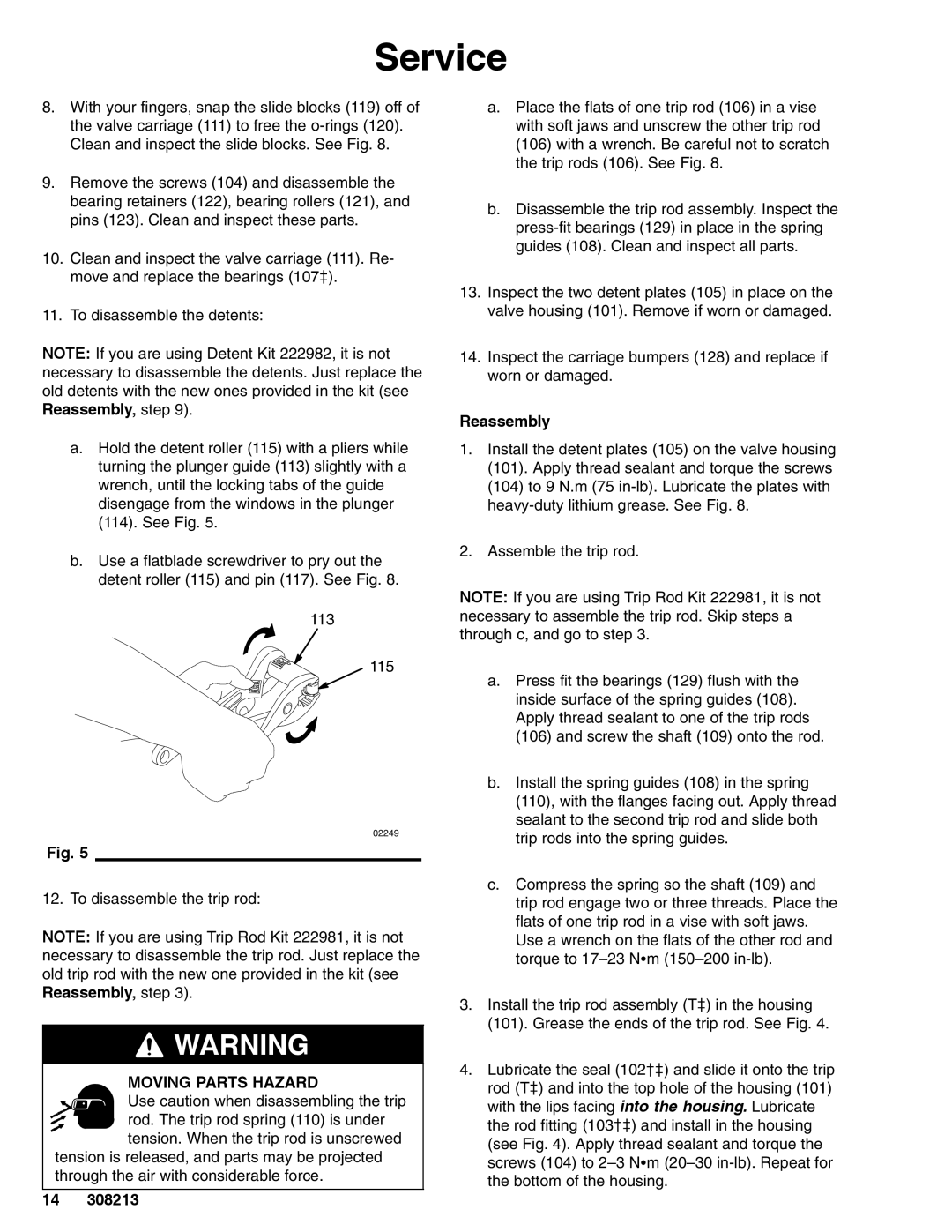 Graco 222800 Series C important safety instructions Moving Parts Hazard 