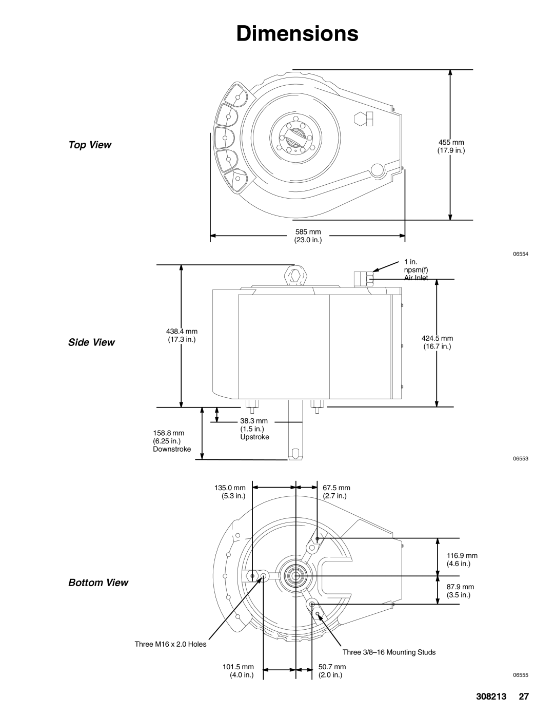 Graco 222800 Series C important safety instructions Dimensions, Bottom View 