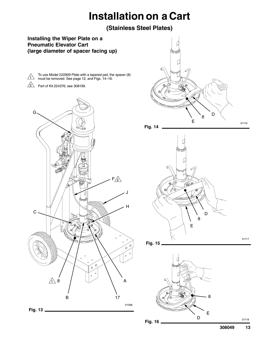 Graco 222812, 222909 important safety instructions Part of Kit 224376 see 