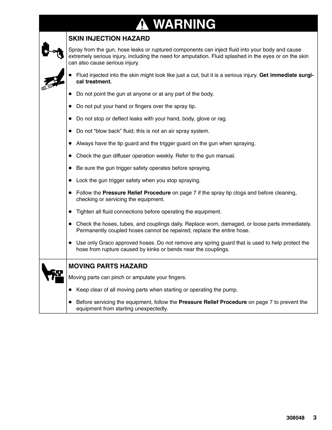 Graco 223646 important safety instructions Skin Injection Hazard 