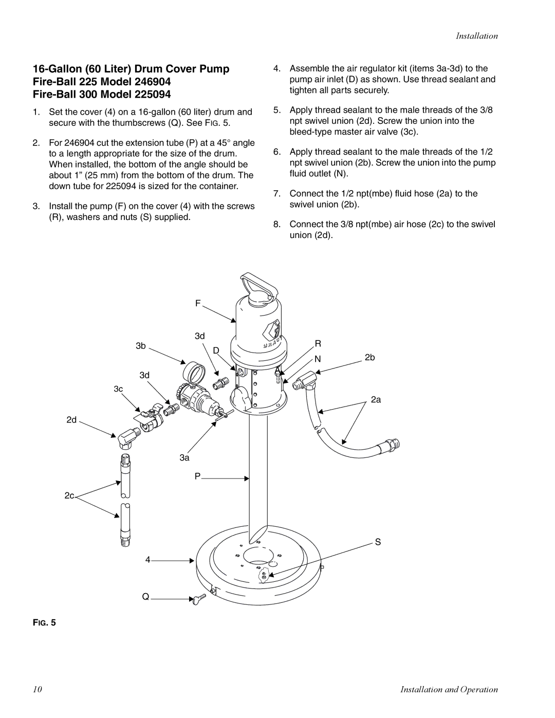 Graco 225 important safety instructions Installation 