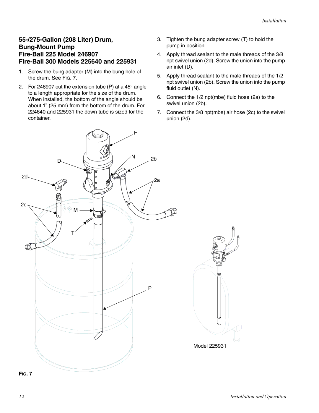 Graco 225 important safety instructions Installation 