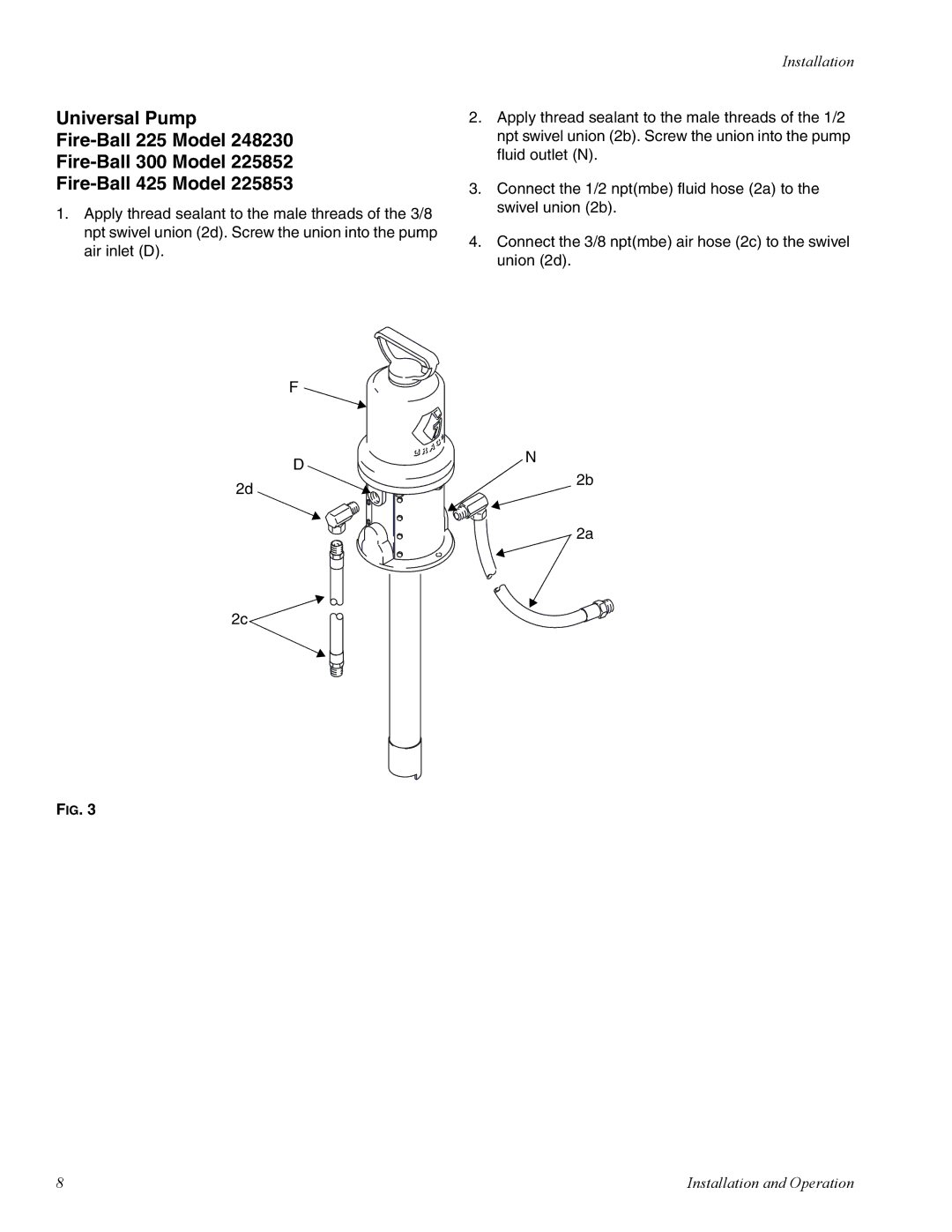 Graco 225 important safety instructions Installation 