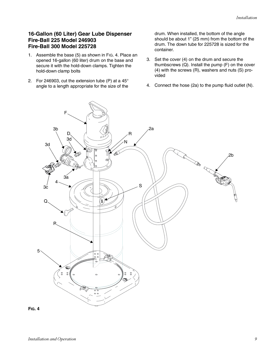 Graco 225 important safety instructions Installation 