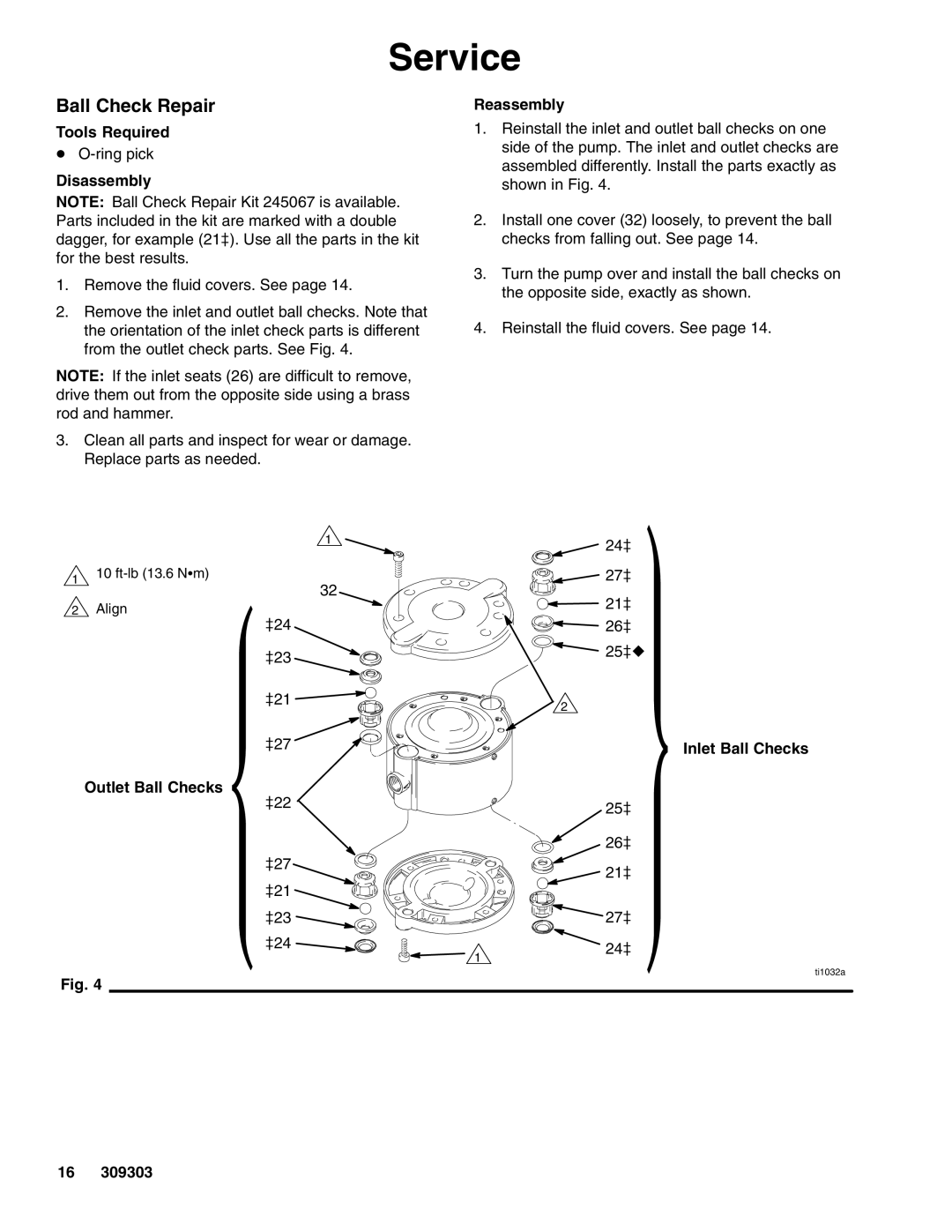 Graco 233776, 233500, 233501, 233777 important safety instructions Ball Check Repair, Inlet Ball Checks, Outlet Ball Checks 