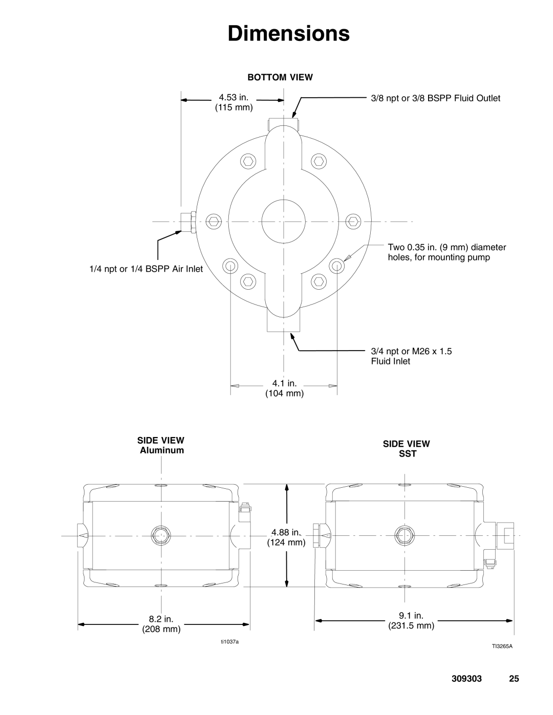 Graco 233500, 233776, 233501, 233777 important safety instructions Dimensions, Aluminum 