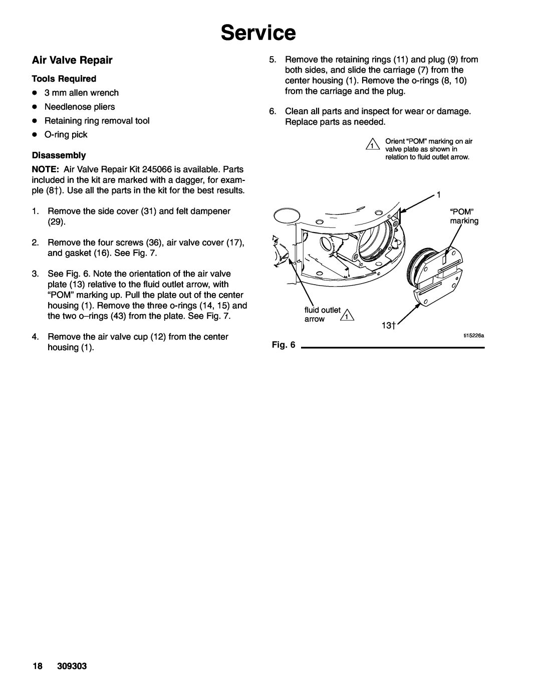 Graco 233501, 233776, 233500, 233777 important safety instructions Service, Air Valve Repair, Tools Required, Disassembly 