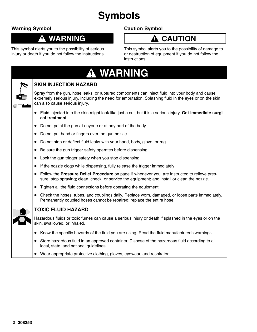 Graco 243775, 237607, 237649, 235627, 235628 warranty Symbols, 308253 