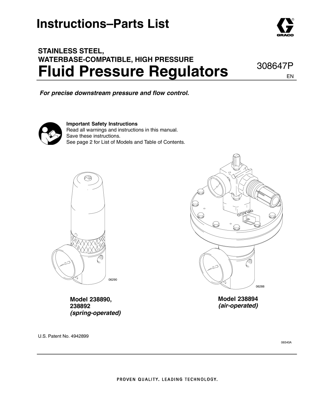 Graco 238894, 238890 important safety instructions Instructions-Parts List, Model 238892, Important Safety Instructions 