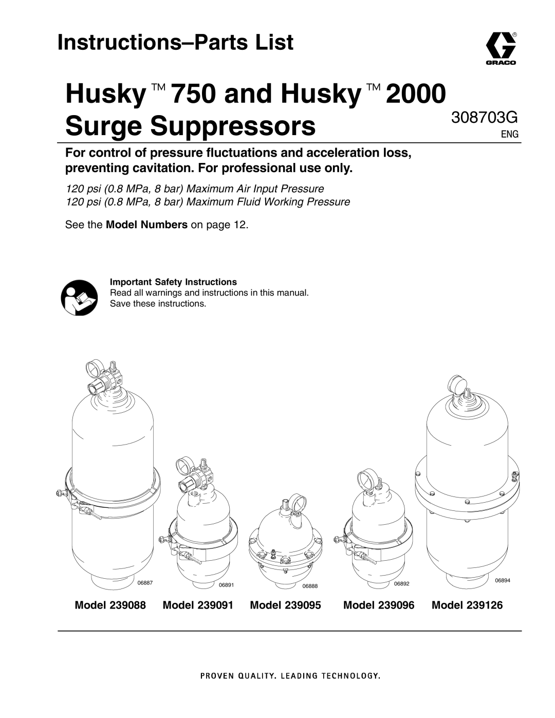 Graco 239126, 239095 important safety instructions Instructions-Parts List, Model 239088 Model Model 239096 Model 